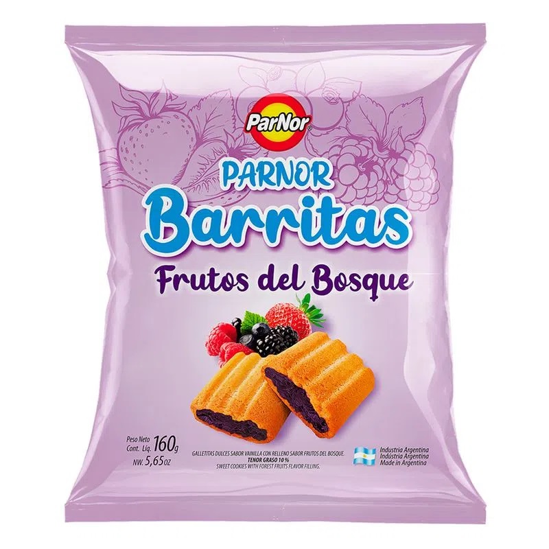 GALLETITAS PARNOR 170gr BARRITAS C/FRUTOS DEL BOSQUE 160 GRS